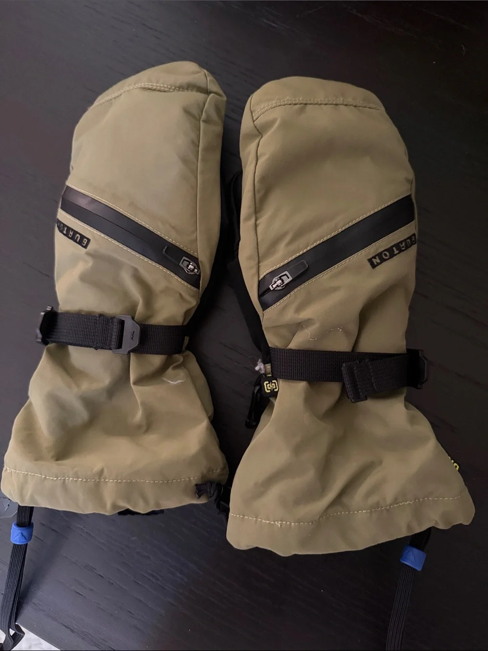 Burton Olive Green Insulated Ski Mittens with Black Accents